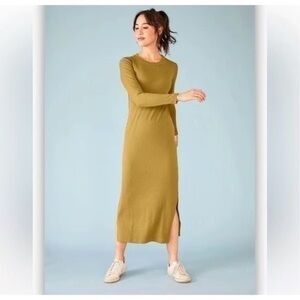NEW Sonnet James Alexa Play Dress Moss Green Ribbed Size XL Slit NWOT